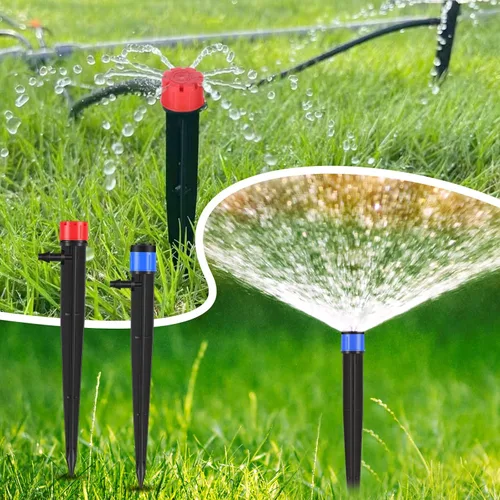 Miniatura 3 de Mudder 100 emisores de riego por goteo de 5.2 pulgadas para tubos de riego por goteo de 1/4 de pulgada ajustables de 360 grados con rociador