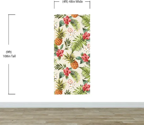 Miniatura 2 de Mural de pared con ambiente tropical de piña. Papel tapiz hawaiano para despegar y pegar, decoración temática Paradise Vibe. #6447