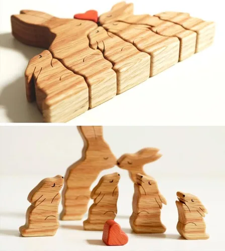 Miniatura 4 de Figura familiar de animales de madera personalizada con 1-8 nombres, bloques de nombres personalizados de animales para abrazar, regalos de recuerdo