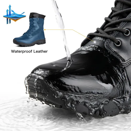 Miniatura 5 de FREE SOLDIER Botas tácticas para hombre de 8 pulgadas, ligeras, botas de combate duraderas, botas de trabajo militares de gamuza duradera, botas
