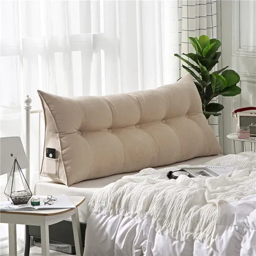 Miniatura 2 de Almohada de lectura extragrande para cabecero, almohada triangular de apoyo para la espalda, almohada extraíble de terciopelo para cabecero