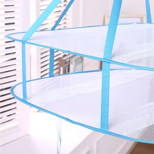 Miniatura 8 de Escurridor de ropa de malla plegada de 2 niveles, estante de secado de ropa apilable para suéteres, secadora de malla plegable para colgar, estante