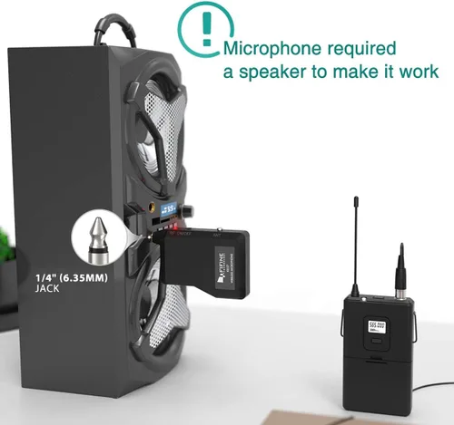 Miniatura 3 de FIFINE Sistema de Micrófono Inalámbrico, conjunto de micrófono inalámbrico con auriculares y micrófonos de solapa Lavalier, transmisor de cinturón