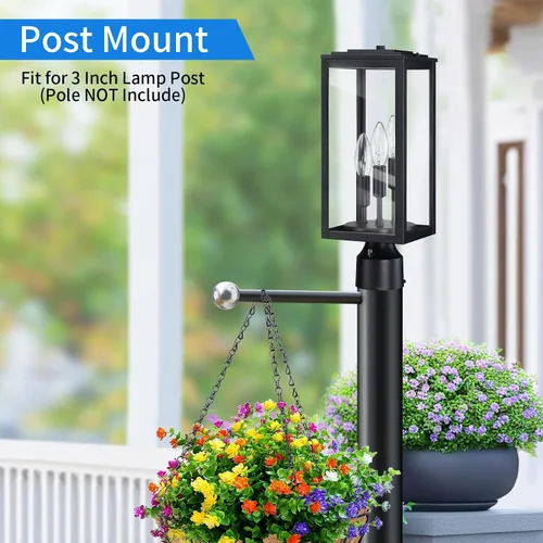 Miniatura 4 de Luz de poste de 16.6 pulgadas para exteriores, lámpara grande de 3 luces, moderna iluminación exterior de pilar impermeable, poste de farol