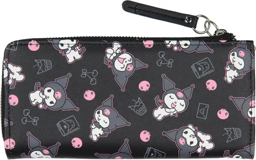 Miniatura 2 de AI ACCESSORY INNOVATIONS Kuromi Expressions Allover - Cartera de piel sintética con cremallera completa con logotipo de metal