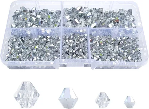 Miniatura 9 de Cuentas de vidrio de bicono negro para hacer joyas, cuentas espaciadoras de cristal facetadas para pulseras, collares, aretes