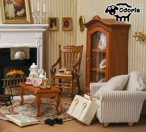 Miniatura 8 de Odoria 1/12 Sofá sillón miniatura para casa de muñecas, accesorios de muebles, rosa
