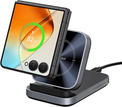 SwanScout Cargador inalámbrico para Samsung Galaxy Z Flip 7 FE/7/6/5/4/3, para Motorola Razr 60 Ultra/50, soporte de carga inalámbrica rápida