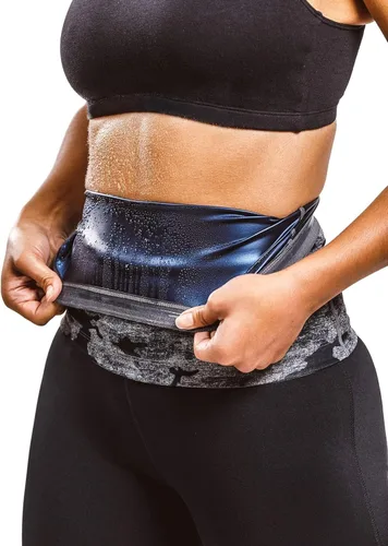 Sweat Shaper – Cinturón de sauna para reducción de cintura para mujer, entrenador de cintura sin neopreno Camuflaje gris