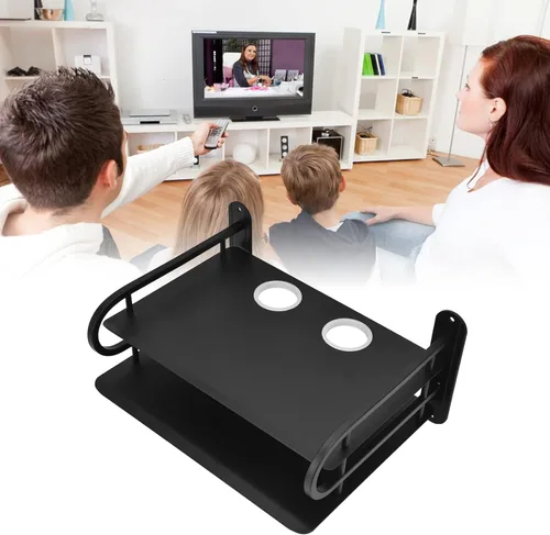 Miniatura 2 de Estante de montaje en pared, estante flotante de pared de doble capa, estante de caja de TV, estante montado en la pared, router DVD cable caja