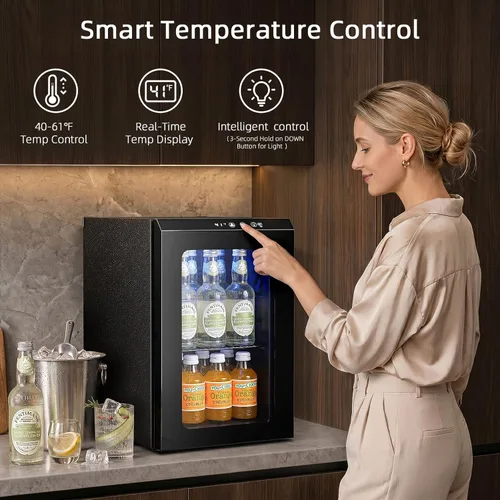 Miniatura 4 de Antarctic Star 18L Mini Fridge Cooler 24Can, Beverage Refrigerator with Quiet Compressor, LED Light,Freestanding Small Fridge with Electronic