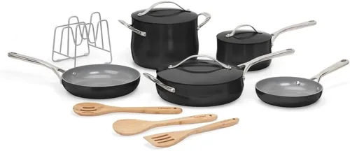 Cuisinart Juego de utensilios de cocina de cerámica, antiadherentes de 12 piezas para cocinar con calor uniforme, apto para lavavajillas, asas de