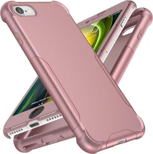 Miniatura 12 de ORETech Funda diseñada para iPhone 13 Mini con 2 protectores de pantalla de vidrio templado, textura de fibra de carbono policarbonato duro