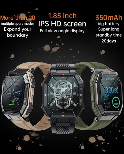 Miniatura 5 de Samsung Galaxy S23 Ultra Reloj inteligente militar para hombres (respuesta/hacer llamadas), 1.85 pulgadas HD táctico deportivo resistente, reloj