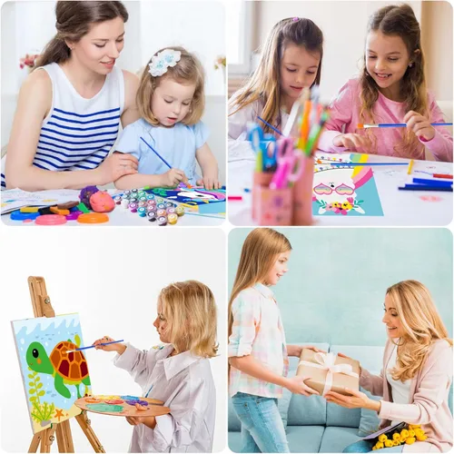 Miniatura 7 de CarlonLin Paquete de 4 pinturas enmarcadas por números para niños, pintura por números para niños de 8 a 12 años, kits de pintura por números