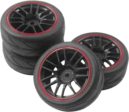 ShareGoo - Llantas hexagonales de 0.472 in y neumáticos de goma de diámetro exterior de 2.59 pulgadas para auto de turismo RC 1/10 en carretera