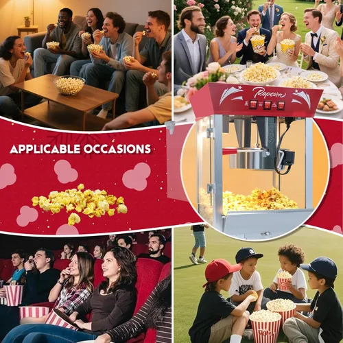 Miniatura 8 de Máquina de palomitas de maíz de 12 onzas (rojo) - Máquina de palomitas de maíz para encimera, 3 interruptores fáciles, hace hasta 48-60 tazas