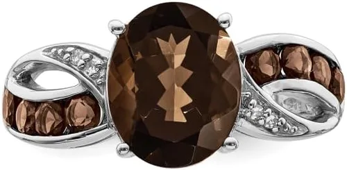 Miniatura 5 de IceCarats 925 Sterling Silver Diamond Gemstone Ring