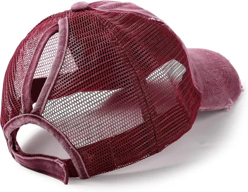 Miniatura 2 de Lvaiz Gorra de béisbol desgastada para mujer con espalda de malla versátil con agujero para cola de caballo