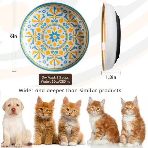 Miniatura 4 de Cuencos Antideslizantes para Gatos, Juego de Cuencos de Cerámica para Comida de Gatos con Base de Silicona, Platos para Gatos, Lindos Platos