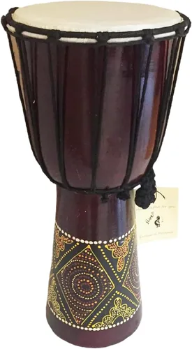 Miniatura 7 de JIVE Tambor Djembe – Tambor de mano africano Bongo Congo de 12 pulgadas – Instrumento de percusión de madera maciza con cabeza de piel de cabra