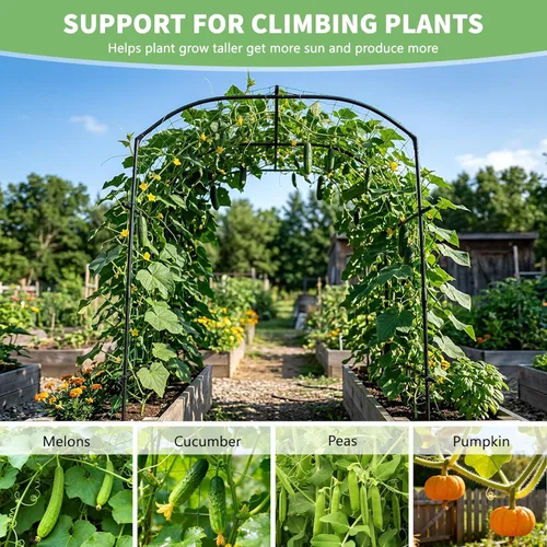 Miniatura 5 de DoCred Enrejado de arco de jardín alto para plantas trepadoras, 87 pulgadas de alto, soporte de metal para plantas trepadoras, arcos de enrejado