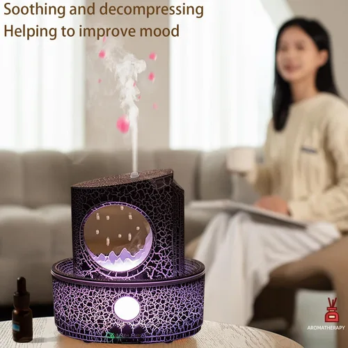 Miniatura 3 de Humidificador de aromaterapia para relajación del sueño, humidificadores de gotas de lluvia, difusor de aromaterapia con 3 luces LED que cambian