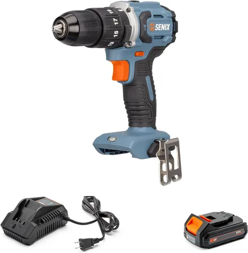 Miniatura 4 de SENIX X2 - Taladro de martillo inalámbrico de 20 voltios máximos de 1/2 pulgada con motor sin escobillas, kit de herramientas eléctricas incluye