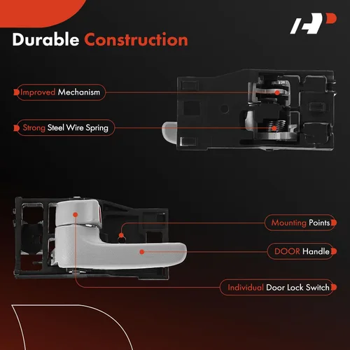 Miniatura 4 de A-Premium Manija de puerta interior del lado del conductor delantera o trasera compatible con Toyota Tundra 2004-2006 Crew Cab, Sequoia 2001-2007