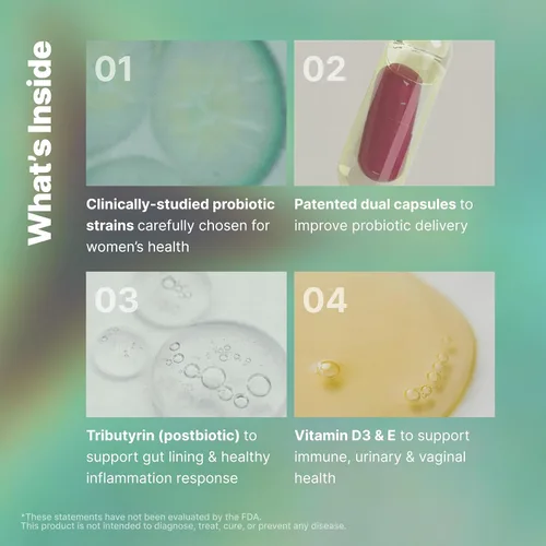 Miniatura 5 de Evvy Probiótico Completo 3 en 1 para Mujeres Suplemento Probiótico Diario para Reducir la Hinchazón Apoya la Salud Intestinal, Urinaria