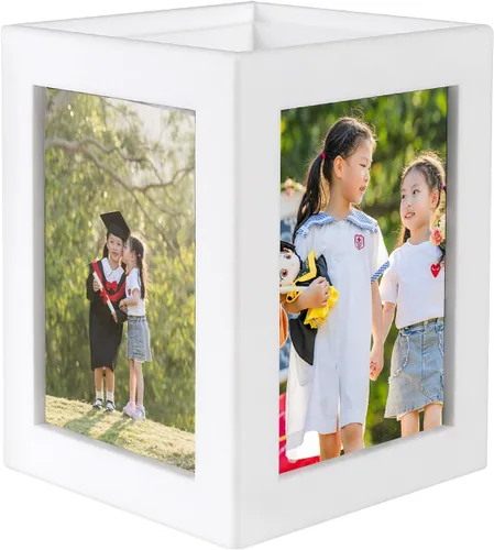 Portarretratos de 3.5 x 5 pulgadas, almacenamiento para 4 imágenes, jarrón multiusos para fotos, centro de mesa con soporte para flores, regalo de