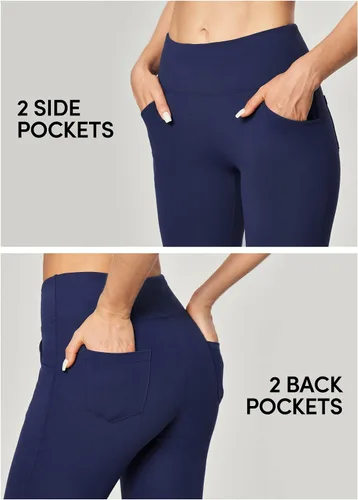 Miniatura 4 de IUGA - Pantalones de yoga de corte de bota para mujer, pantalón de cintura alta y control de abdomen, con 4 bolsillos, pantalones de entrenamiento