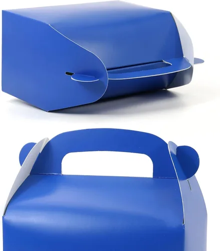 Miniatura 6 de Paquete de 30 cajas de regalo de fiesta azul oscuro, cajas de regalo, cajas de regalo de papel a dos aguas con asas. Perfecto para fiestas de Azul