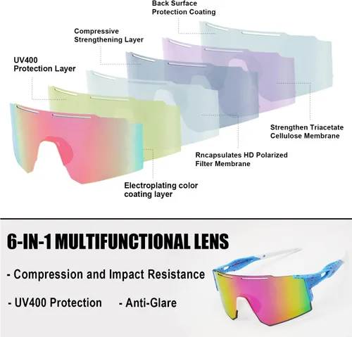 Miniatura 2 de Gafas de sol deportivas polarizadas para hombres y mujeres, gafas de sol para correr, jóvenes, ciclismo, béisbol, protección UV400 C8