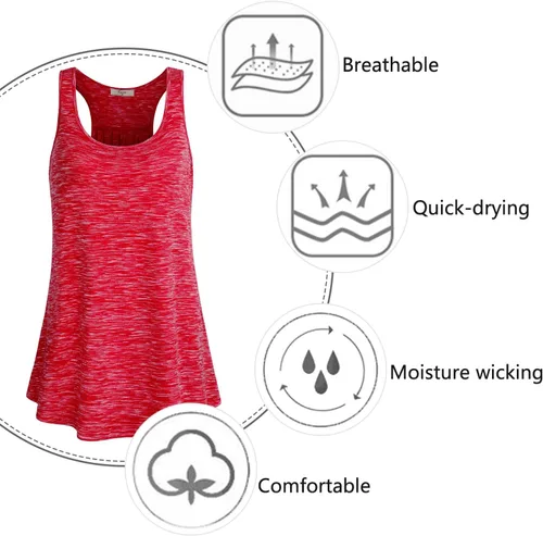 Miniatura 56 de Cestyle - Camiseta sin mangas para mujer, cuello redondo, corte holgado, para entrenamiento