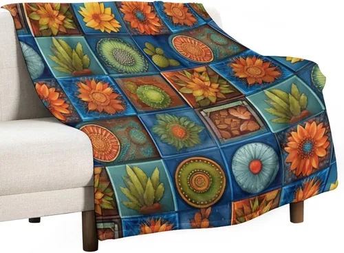 Miniatura 17 de Manta bohemia mexicana retro a rayas multicolor, manta bohemia étnica cálida de 30 x 40 pulgadas, suave manta de felpa mullida y acogedora manta
