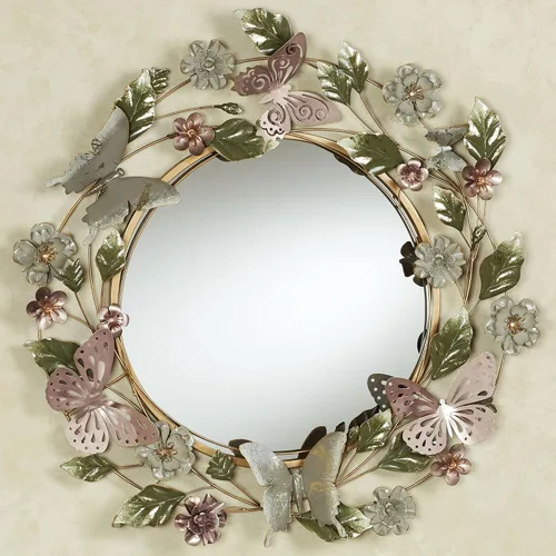 Miniatura 2 de Touch of Class Espejo de pared de metal dimensional con diseño floral, diseño redondo, inspirado en la naturaleza, para dormitorio, baño