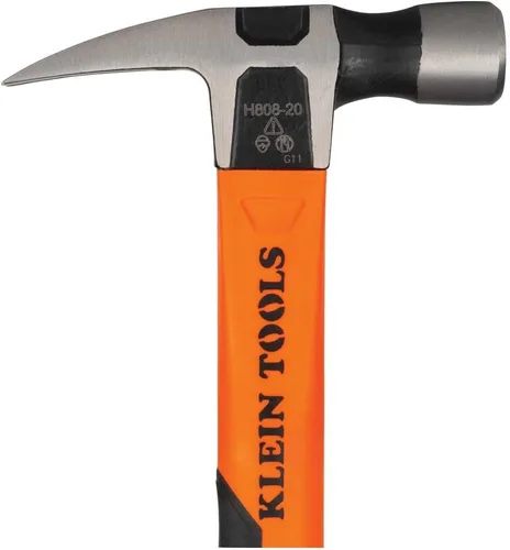 Miniatura 13 de Klein Tools H80820 Martillo de garra recta, 20 onzas, mango de agarre antideslizante de fibra de vidrio con orificio de sujeción, 13 pulgadas