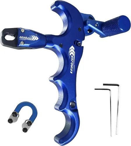 Miniatura 14 de Lanzador de ayuda de arco compuesto y cuerda de bucle D, ajustable puede girar 360° pulgar liberación arco ayuda aleación de aluminio, ayudas