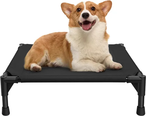 Love&go Cama Elevada para Perros con Marco de Metal, Catre Elevado Refrescante para Mascotas para Perros y Gatos (Pequeño-18.5x18.5x5.5 pulgadas, S