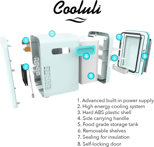 Miniatura 5 de Cooluli minirefrigerador de 10 L para habitación, auto, escritorio de oficina y dormitorio universitario; enfriador y calentador portátil de 12 V