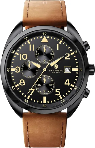 Miniatura 8 de SAPPHERO Reloj de lujo para hombre, resistente al agua, 164.0 ft, correa de silicona, analógico, de cuarzo, con fecha, reloj de pulsera clásico