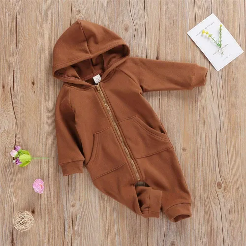 Miniatura 14 de FYBITBO Mameluco con capucha y cremallera para bebés, niños y niñas, mameluco de manga larga para otoño e invierno, ropa cálida