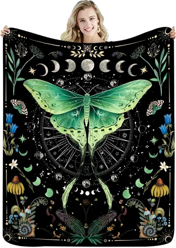 Miniatura 10 de Miyotaa Manta de Astrología de Constelación Celestial 50 pulgadas de ancho x 60 pulgadas de alto Fases de Sol y Luna Misteriosa Beige Creciente