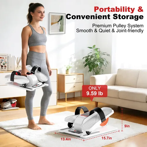 Miniatura 9 de TDH Under Desk Elliptical Machine,Electric Leg Exerciser as Seen on Tv for Seniors Adults,Portable Quiet Pedal Exerciser While Sitting with 12 Blanco
