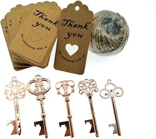 Miniatura 2 de ALIMITOPIA 50 piezas de abrebotellas con llave de esqueleto, despedida de soltera, boda, fiesta, recuerdo, regalo con etiqueta de acompañante y Tono