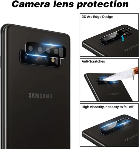 Miniatura 7 de TOCOL Paquete de 2 + 2 protectores de pantalla para Samsung Galaxy S10 Plus, paquete de 2 protectores de pantalla de TPU y 2 protectores de lente
