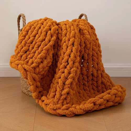 Miniatura 44 de WESHIONGOO Manta de Punto Grueso Throw 40"*40" (101.6cm*101.6cm) Mantas de Punto para Sofá Cama Manta Suave Esponjosa con Hilo Chenille Jumbo Grueso