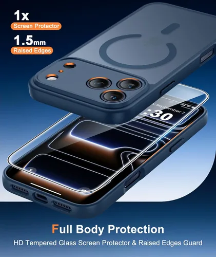 Miniatura 545 de FNTCASE Funda para iPhone 17 Pro: Fundas delgadas translúcidas de color azul claro compatibles con MagSafe, protección completa de la cámara