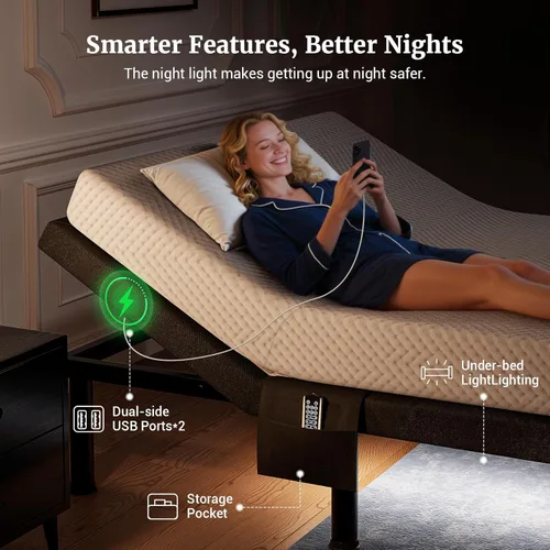 Miniatura 6 de Tami Tami T600 - Base de cama ajustable tamaño individual XL con control remoto y masaje - Bases de cama eléctricas sincronizables, gravedad cero